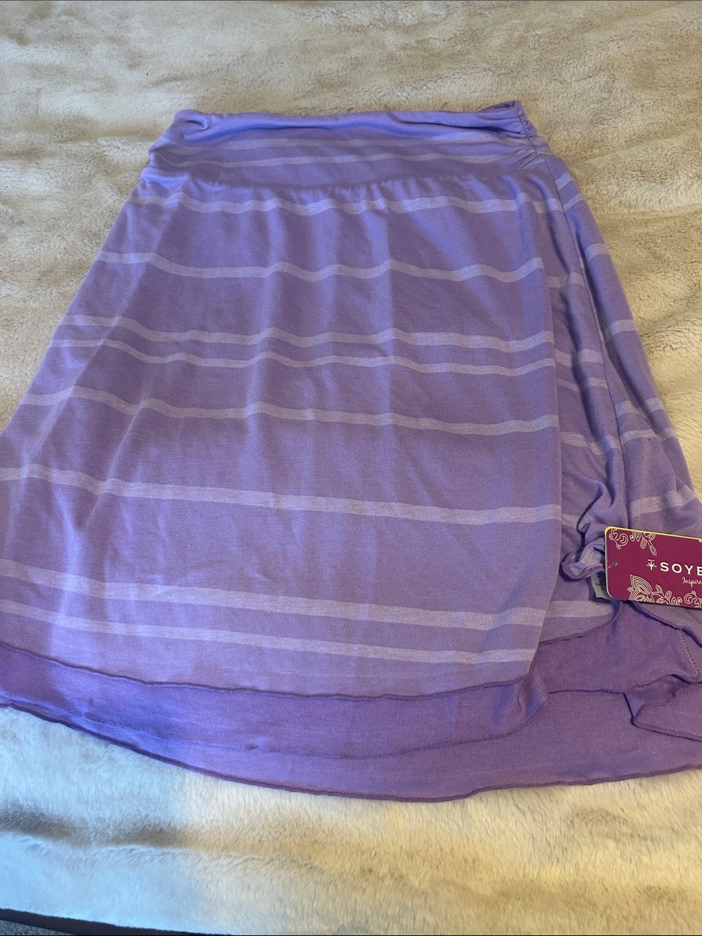 Soybu Lavender Striped yoga reversible Knit Skirt NWT size small